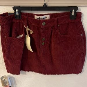 Burgundy Corduroy Mini Skirt